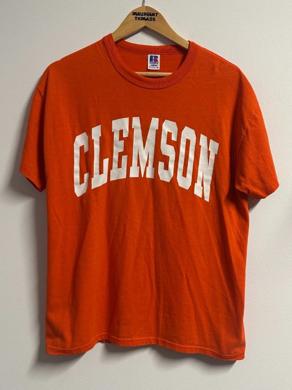Vintage Clemson University Orange Russell Athletic Tshirt Medium Single Stitch